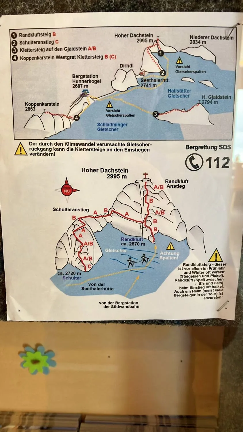 Topo der Klettersteige am Hohen Dachstein